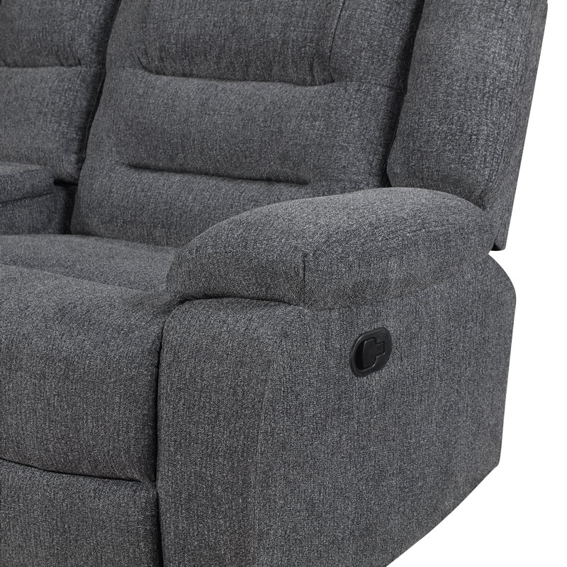 Hynes 3-Piece Chenille Sectional, Dark Gray, Manual - Handle / Lever
