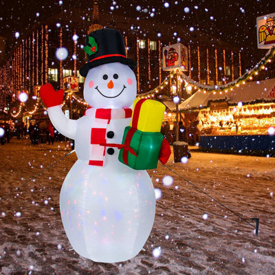 Bonhomme de neige avec boîte-cadeau gonflable