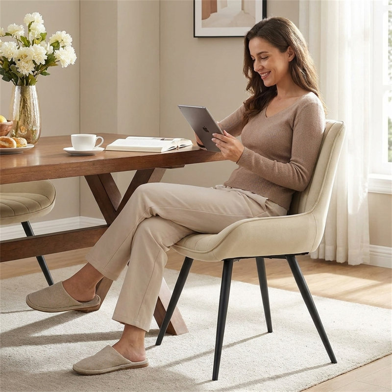 Ensemble de 4 chaises de salle à manger de style Mid-Century moderne, Beige