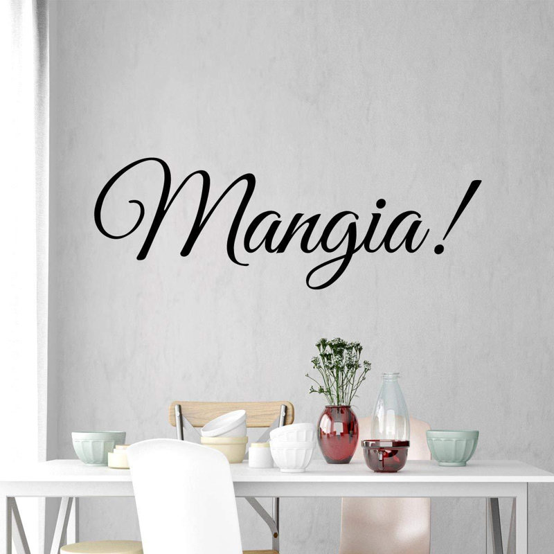 Décalcomanie murale mangia, Noir, H 10 po x l 30 po