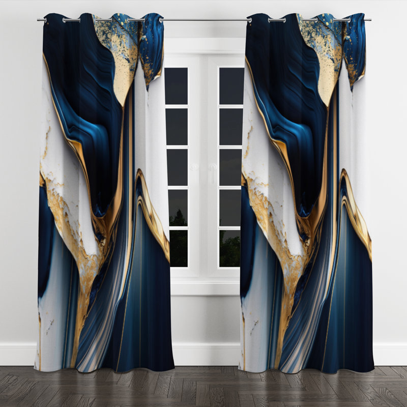 Auryana - Abstract Grommet Curtain - Velvet Room Darkening - 1 panel, 52" W x 95" L, Silver Grommets