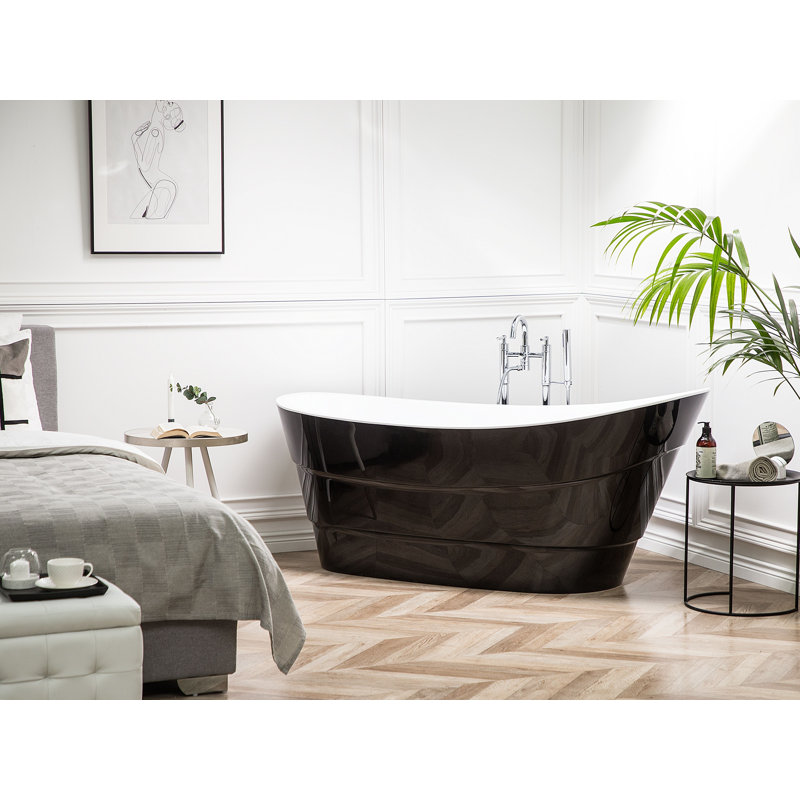 Mehar 1700mm x 730mm Soaking Acrylic Bathtub, Black