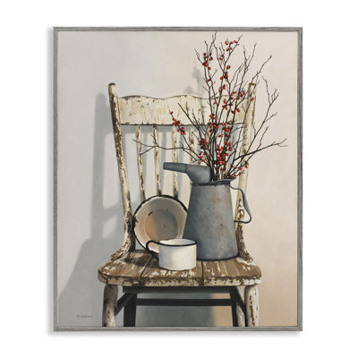 Vintage Rustic Things Neutral Painting Gray Farmhouse Rustic Oversized Framed Giclee Texturized Art by Cecile Baird