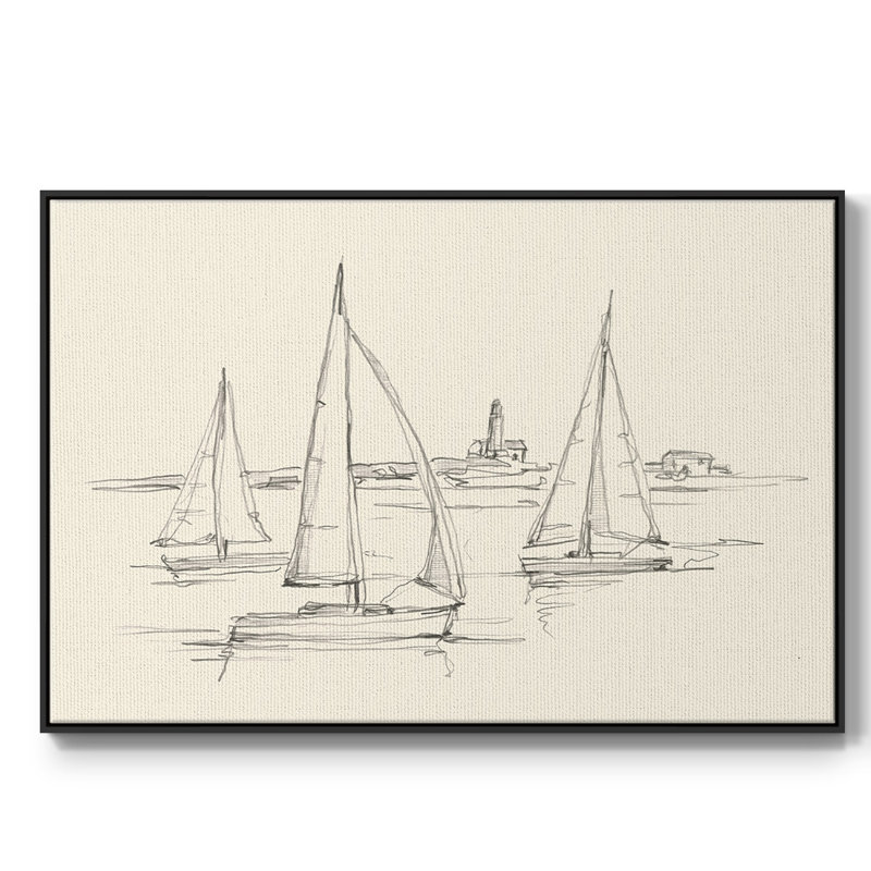 «Coastal Contour S Croquis II», peinture sur toile encadrée, H 27 po x l 41 po x P 2 po, Cadre noir