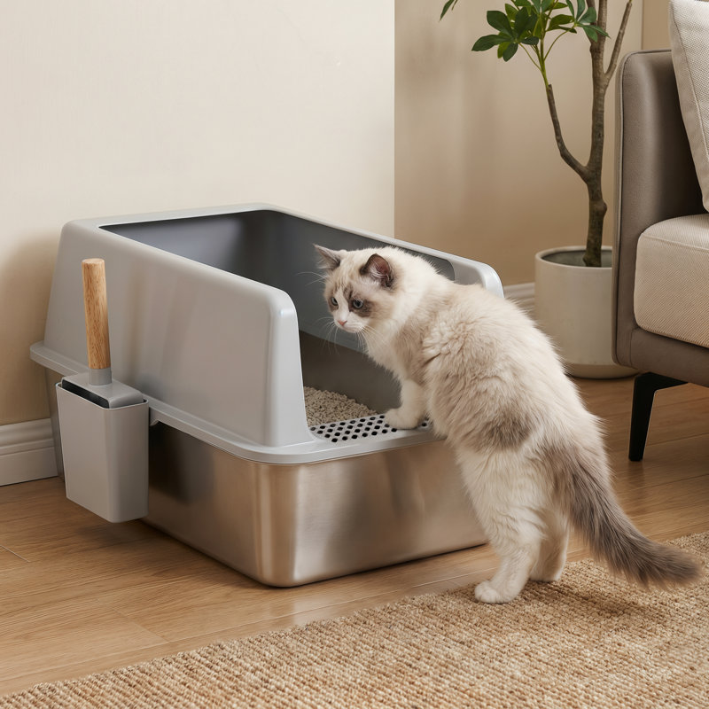 Stainless Steel Litter Box with Scoop