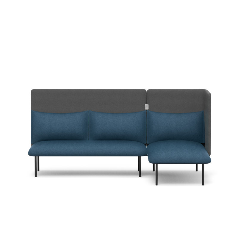 Canapé QT, Orienté à droite, Polyester gris foncé / bleu foncé