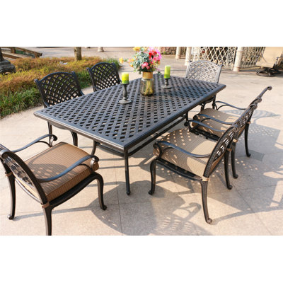 Annecorinne 6 - Person Patio Dining Set with Rectangular Table , Cushions Included