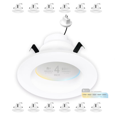 4 lumières MR16 à basse tension 12V de 4 po, rétroéclairables, 600 W, 10 W, encastré à intensité variable, 5 pcc