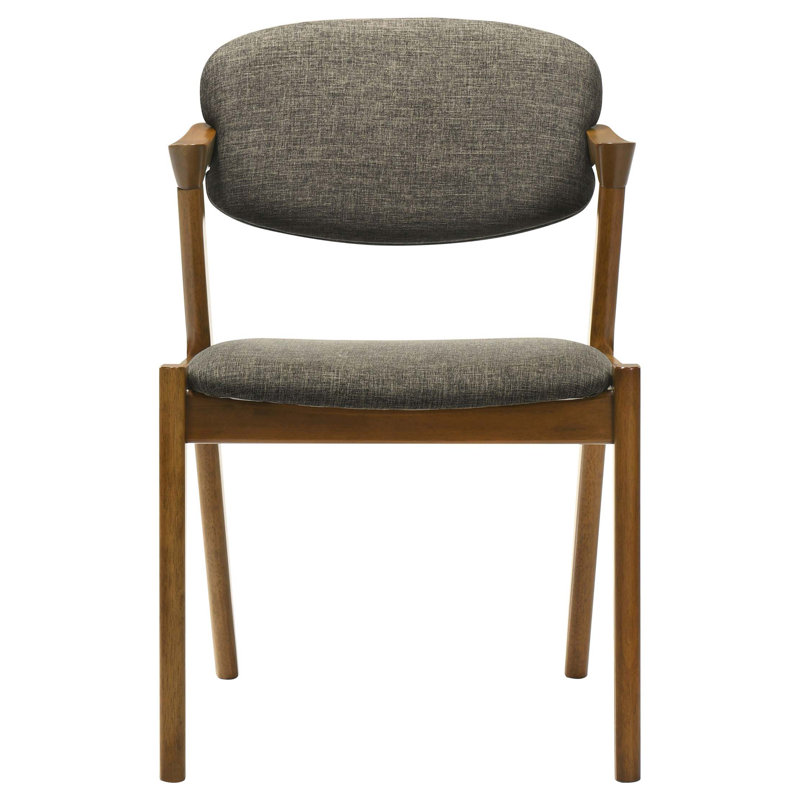 Ensemble de 2 pièces Mid-Century moderne Z-Chair avec tissu d'ameublement en bois franc massif