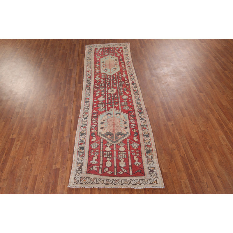 Geometric Red   Runner Rug 3x10