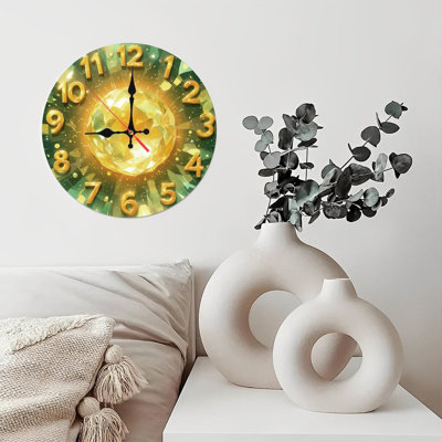 Glowing Gem Clock Face Gold Numbers