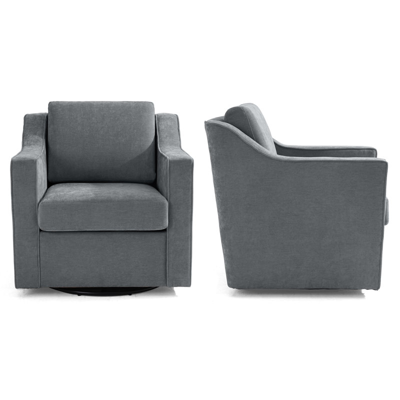 Upholstered Swivel Armchair, Grey