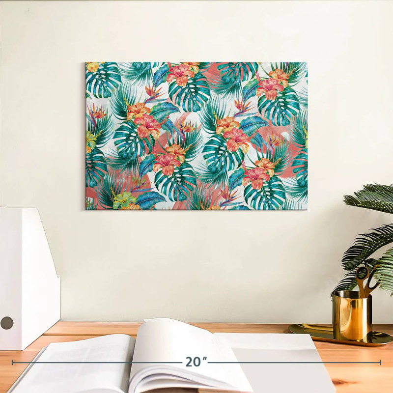 Feuillage tropical et fleurs Kerner, H 8 po x l 12 po