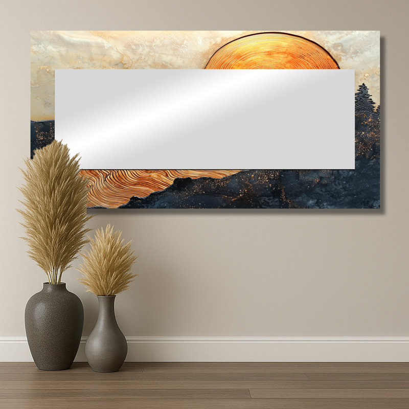 Arbre de lever de soleil dans un champ africain, paysage I - décoration murale miroir forêt - imprimé sur métal