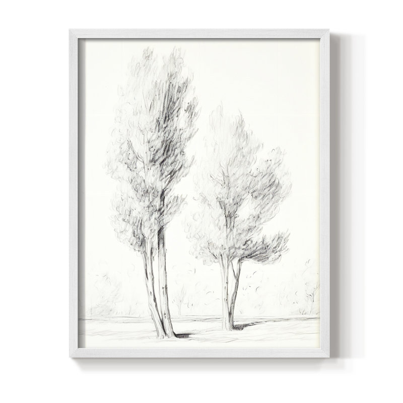 Croquis rétro II, reproduction encadrée - bois massif, H 30 po x l 24 po, Blanc