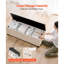 Banc de rangement avec repose-pieds, banc de bout capitonné avec sacs latéraux, commode de rangement rembourrée avec structure en métal, repose-pieds en lin