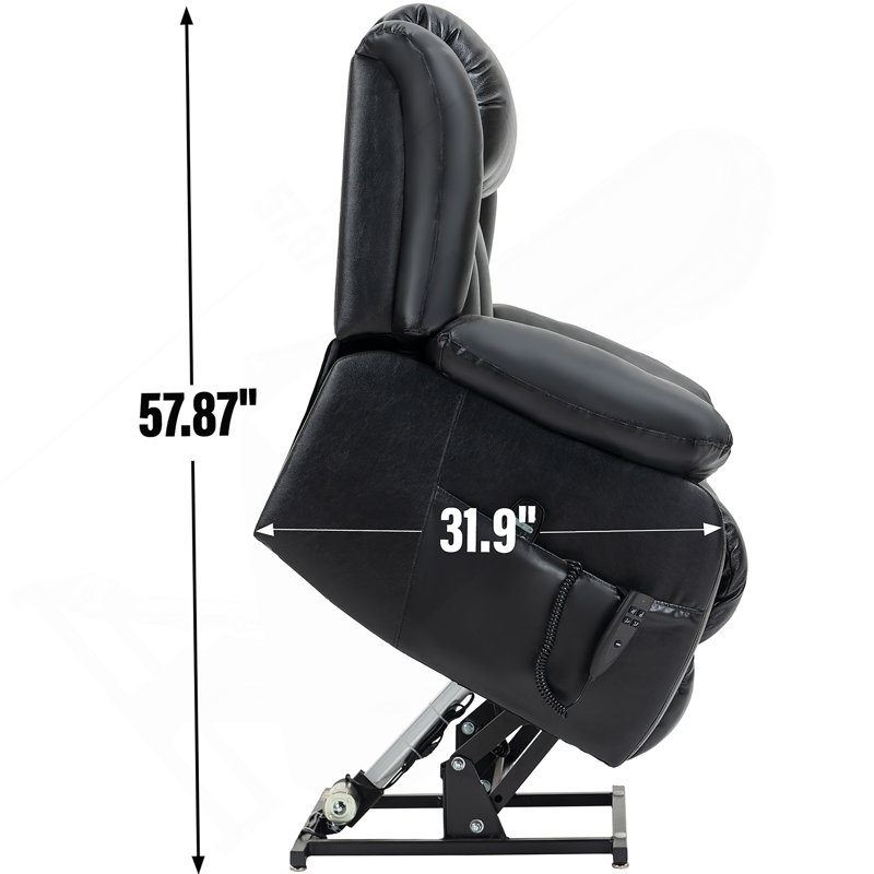 Dual Motor Infinite Position Up to 350 LBS Electric Medium size Genuine Leather, Black Faux Leather