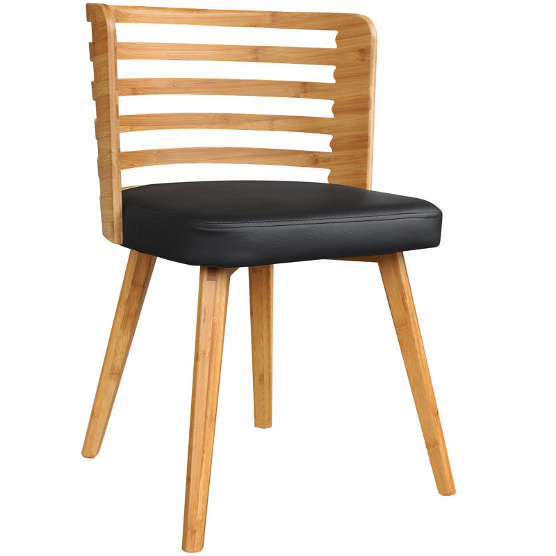 Chaise de salle à manger rembourrée en bambou Westhoff, Noir