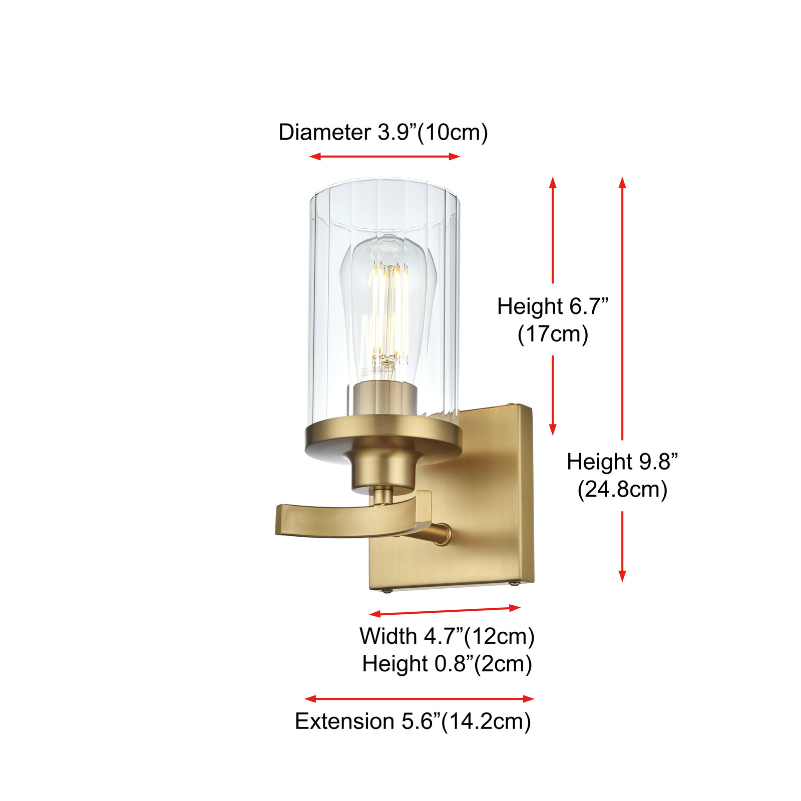 Dariela Dimmable Vanity Light, Gold, 1 Light, 10" H x 5" W x 5" D