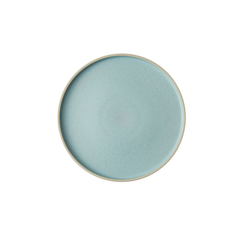 Assiette ronde blanche 6 1/4 po Moira, Bleu givré