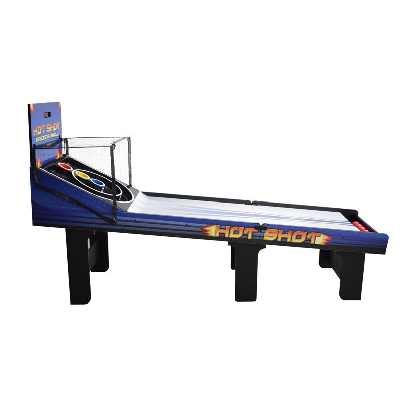 Hathaway Hot Shot 8 Ft Arcade Roll and Score Game Table for Home Family Game Room - With LED Scoring, Foldable Design, Automatic Ball Return & Scratch-Resistant Playfield - Blue Finish