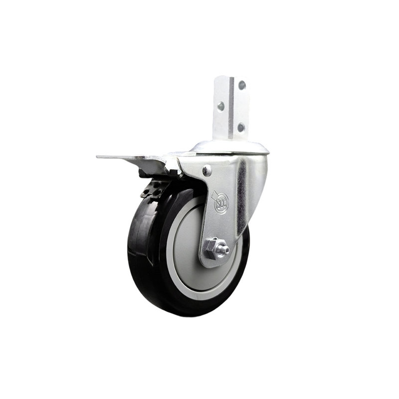 Swivel Square Stem Caster with Total Lock Brake, Black