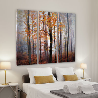 Perdus dans la forêt - Ensemble de 3 reproductions d'impressions sur toiles tendues
