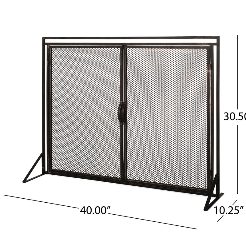 Pare-étincelles en fer mat fabriqué à la main - H 31,35 po x l 38,84 po, fabrication de qualité avec pare-étincelles
