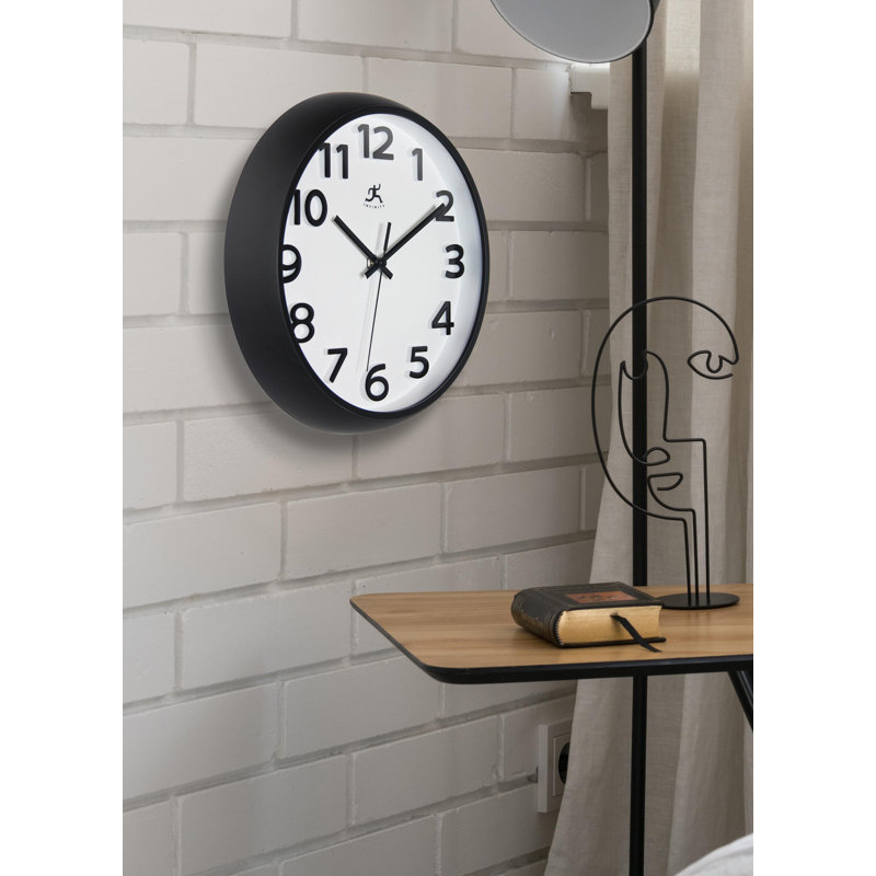 Round Plastic Wall Clock 10.75 Inches - Black
