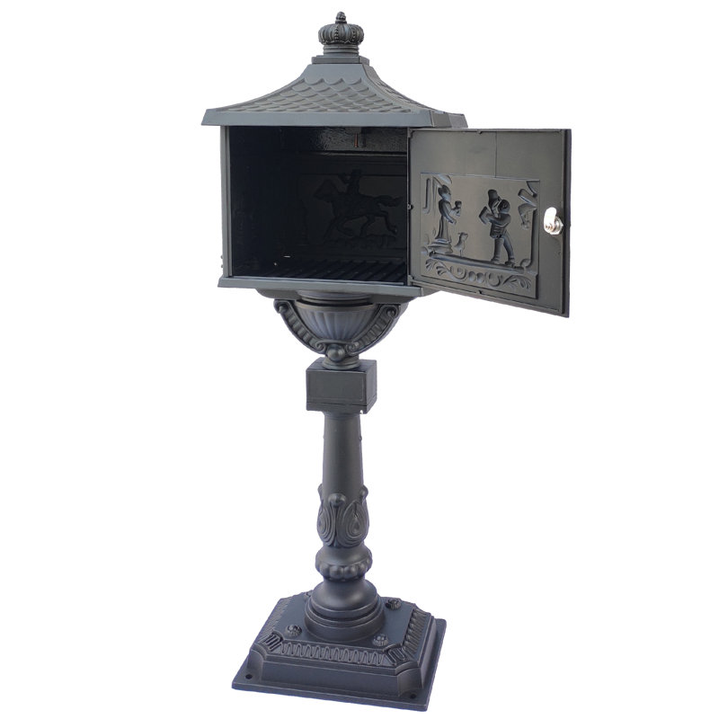 Aluminum Post Mounted Mailbox, Black