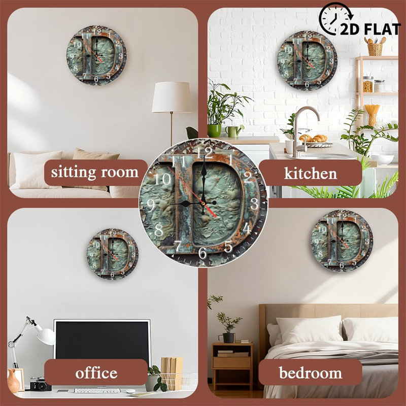 Horloge murale en bois 10 po, mouvement silencieux, à piles (piles AA non incluses), décor artistique, parfait pour les décorations
