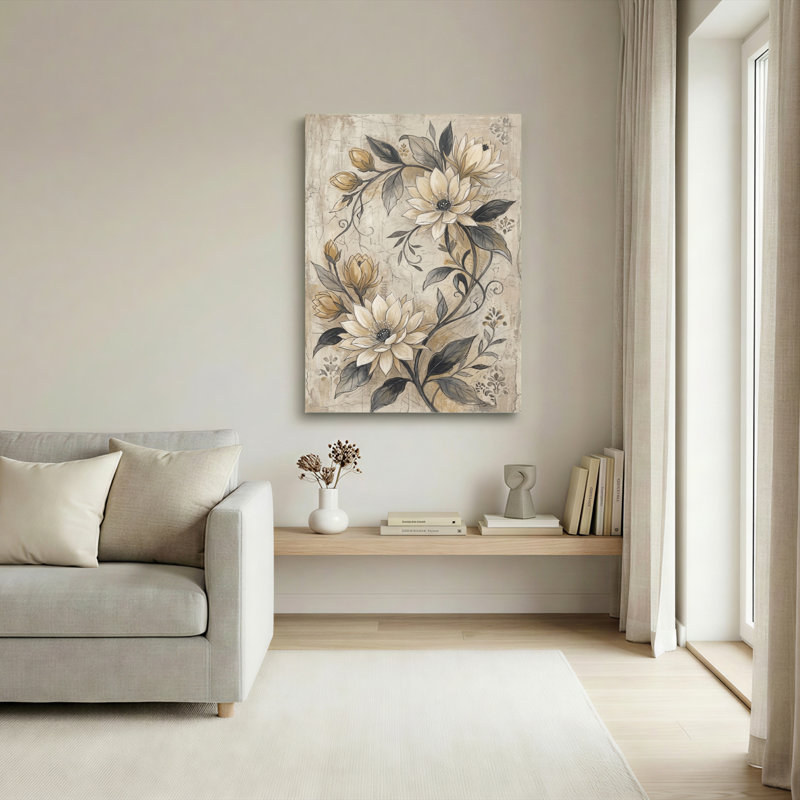 Ensemble de 1 toile murale à motif floral, 48"H x 36"W, Wrapped Canvas