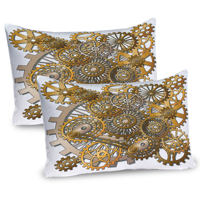 Ensemble de 2 taies décoratives modernes Ambesonne Steampunk Gears, H 20 po x l 30 po