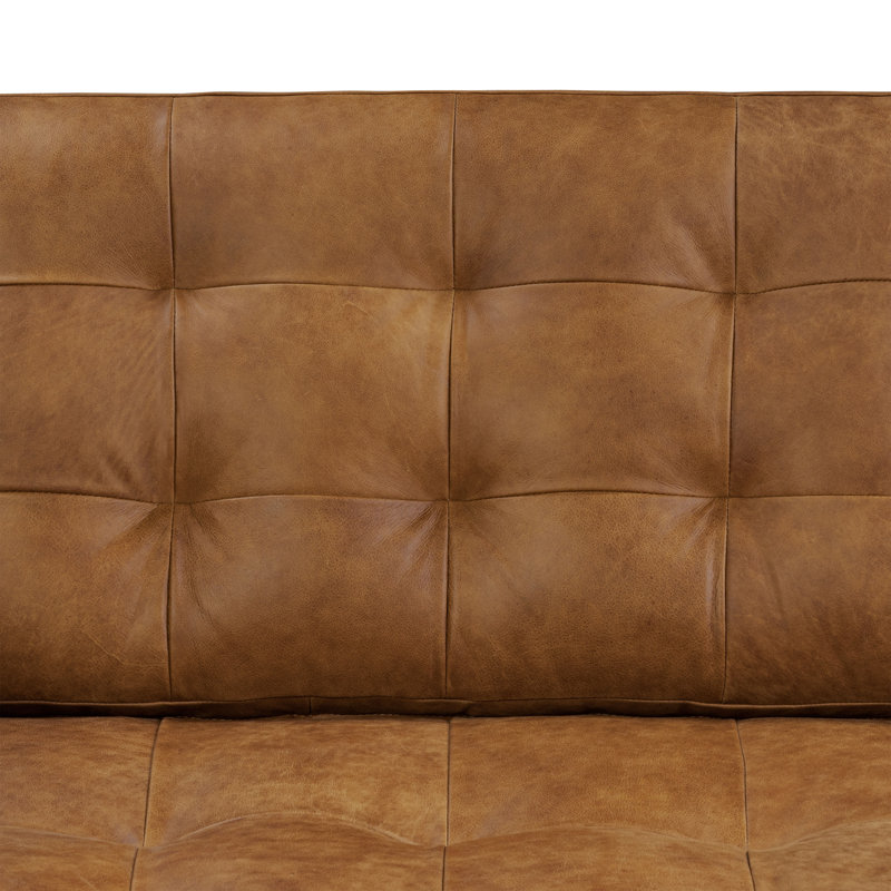 York 89" Full-Grain Genuine Leather Sofa