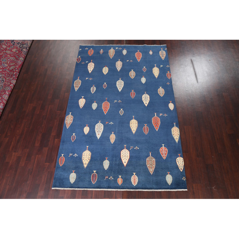 Tapis bleu marine fait à la main Gabbeh 7 x 11
