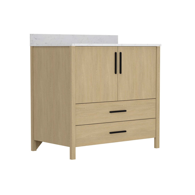 Meuble-lavabo de salle de bain avec comptoir et trou pour robinet, 36"