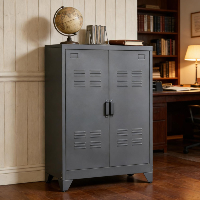 Armoires garde-manger multifonctionnelles en acier, design industriel chic pour un usage domestique