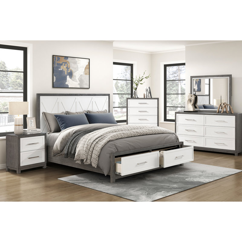 2 tables de chevet avec finition grise pour chambre à coucher moderne et gris