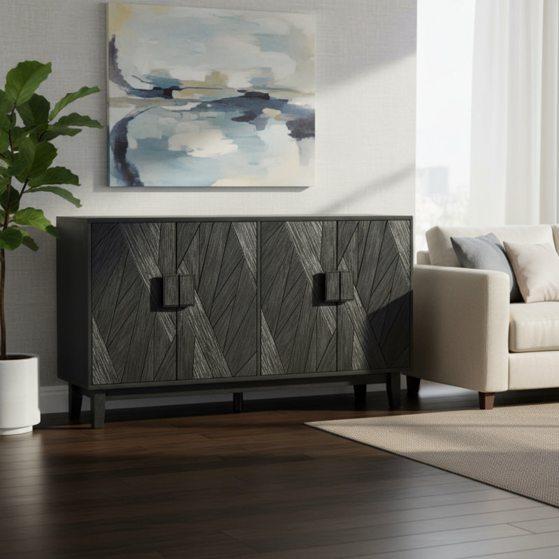 Armoire de rangement moderne noire Mid-Century