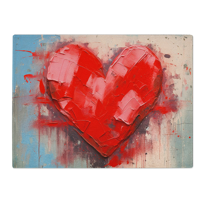 Love Heart Minimalism  Glass Chopping Board