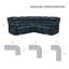 Canapé modulaire inclinable en similicuir 5 places avec tables rabattables-1254244589