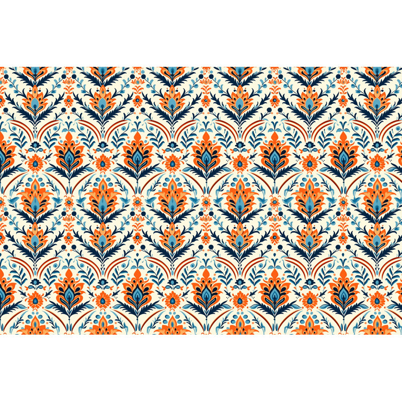 Rideaux de fenêtre indiens Batik drapés orange, L 20 po x L 82 po