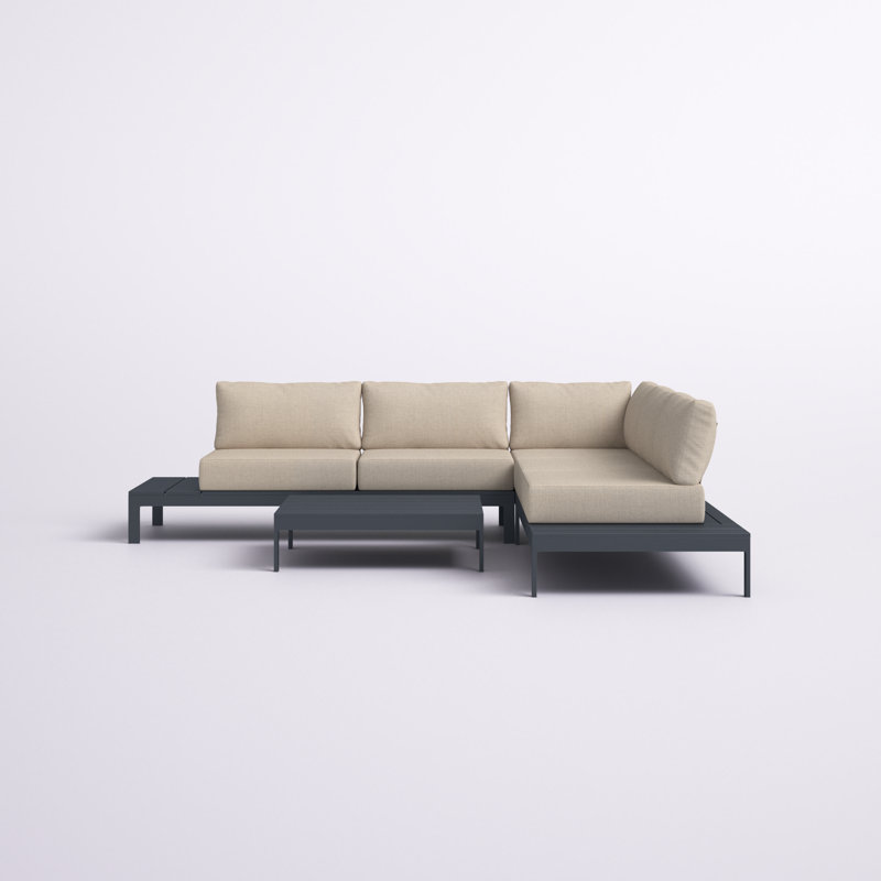Ensemble de conversation modulaire avec coussins 4 pièces Aleigh
