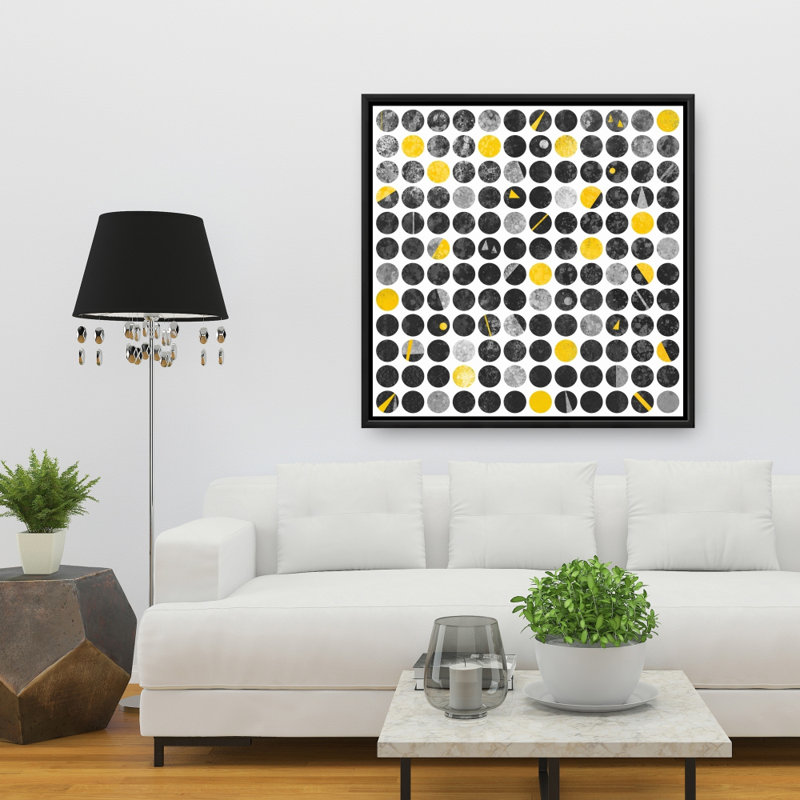«Grunge Circles», art mural encadré industriel noir, H 37,25 po x l 37,25 po