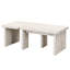 Table basse blanche en forme de L, 123 x 61 cm et 90 x 80 cm détachables, idéale pour un hall d'entrée, un jardin ou une salle à manger conviviale. Structure facile d'entretien.