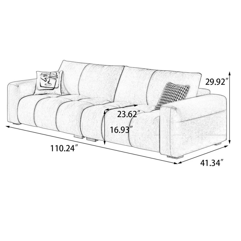 Green 100% Polyester Modular Sofa Cushion Couch, 4, 29.92" H x 110.24" W x 41.34" D