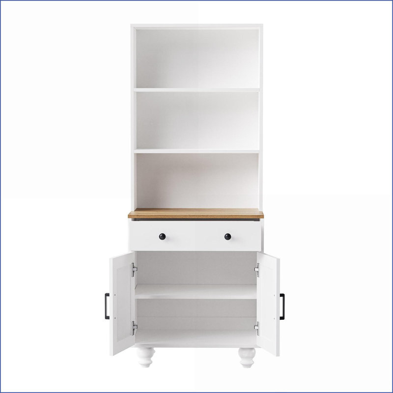 Cabinets, grande armoire de rangement blanc cassé avec tablettes réglables, tiroir et amp; Ensemble anti-basculement | Cuisine | Panneau de particules