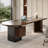 Black + Brown Rectangular Manufactured Wood  desk-863948471