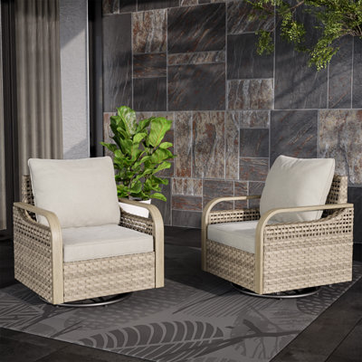 Swivel Wicker Rattan Outdoor Rocking Chairs Set (Set of 2) by EAGLE PEAK