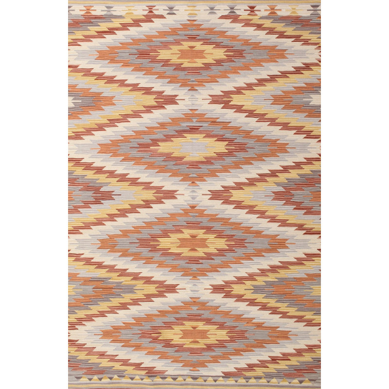 Tapis rouge / beige Leigha, Rectangle 7 pi x 10 pi